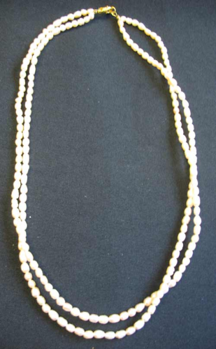 Perlenkette 50 cm aprikot 2-reihig