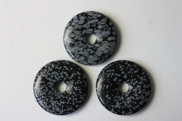 Donut Schneeflocken - Obsidian - 4 cm Durchmesser