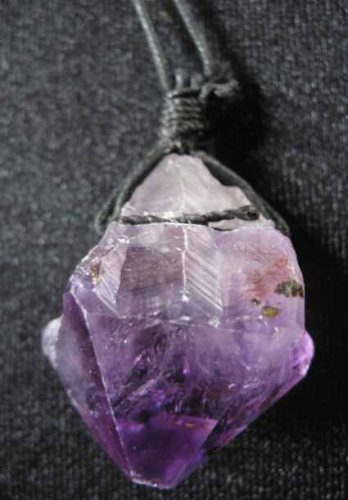 Amethyst pendant with cord