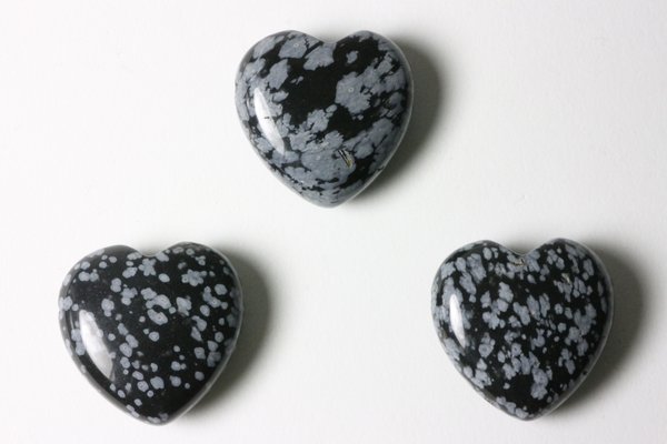 Herzanhänger Schneeflocken-Obsidian