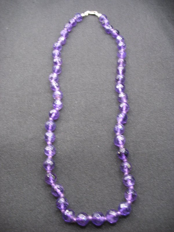 Faceted Bead Necklace - Amethyst