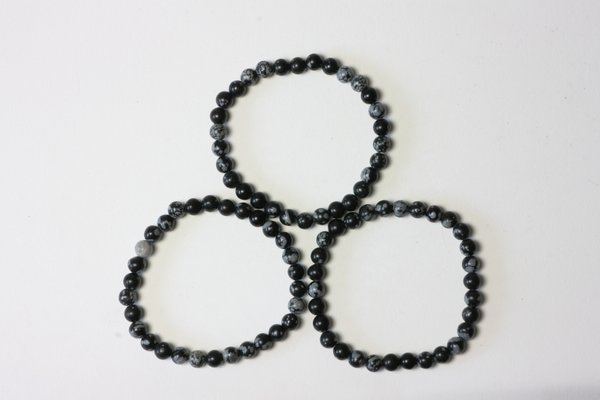 Kugelarmband 6 mm - Schneeflocken Obsidian